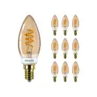 Mehrfachpackung 10x Philips MASTER Value LED Kerze E14 Vintage Fadenlampe Gold 2.5W 136lm - 927  | Höchste Farbwiedergabe - Dimmbar - Ersatz für 25W