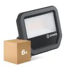 Lot 6x Ledvance Projecteur LED Aluminium Noir 17W 2200lm 100D - 830  | IP66 - Symétrique