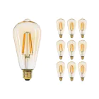 Lot 10x LED E27 Edison Filament Ambre 7.2W 630lm - 822 | Dimmable - Remplacement 50W